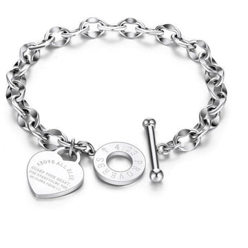 alibaba Fashion Jewelry Silver Guard Your Heart Christian Bracelet Proverbs 4:23 Stainless Steel Rose Yellow or White Gold Plated